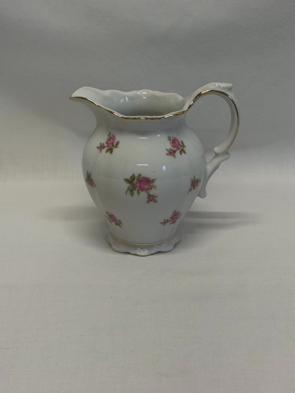 Vintage Bareuther Waldsassen Bavaria Porcelain Creamer Gold Trim 4"